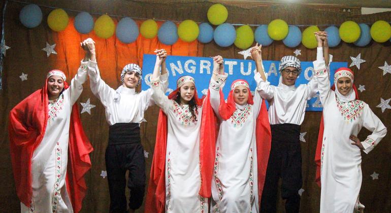 Children put on a play at the Shatila Palestine Refugee Camp in Beirut.