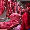 A meat stall in a market in Beijing, China.