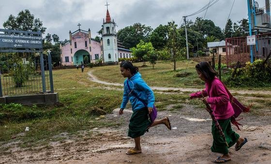 Students walk back home after school in Loikaw, Kayah State, Myanmar.