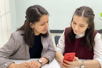Nastarin (left) and Sevinch took part in Technovation 2018