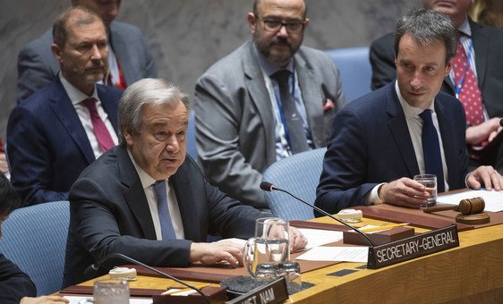 الأمين العام للأمم المتحدة، أنطونيو غوتيريش، يقدم إحاطة أمام مجلس الأمن حول الوضع في الشرق الأوسط بما فيها المسألة الفلسطينية