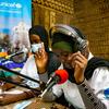 A young journalist from Timbuktu presents the evening news on radio Jamana in Koulikoro, Mali.