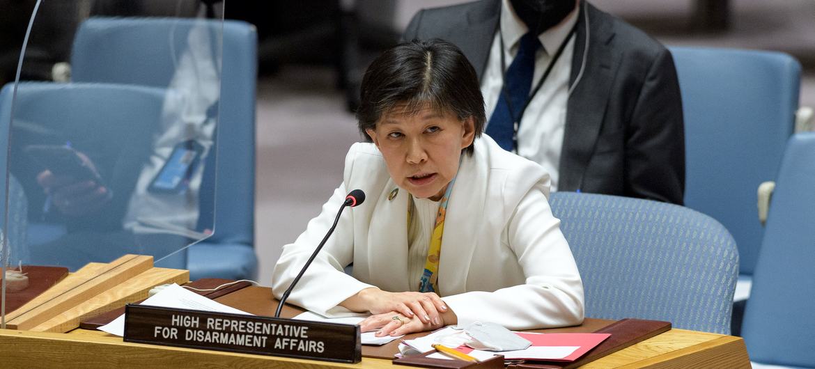 Izumi Nakamitsu, Haut-Représentante des Nations Unies aux affaires de désarmement, devant le Conseil de sécurité.