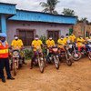 Some 300 drivers, including motorcycle taxi drivers, in Bangui,Central African Republic, received information about preventive measures to fight the coronavirus.  