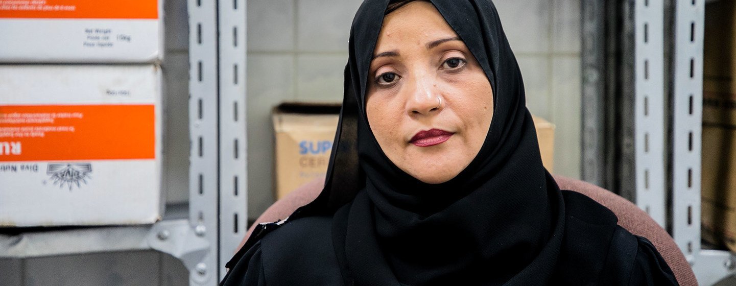 Asia El-Sayeed Ali at the WFP-supported nutrition clinic where she works in Aden, Yemen.