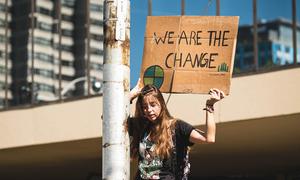 A youth climate activist takes part in a demonstration in Toronto, Canada. (file)