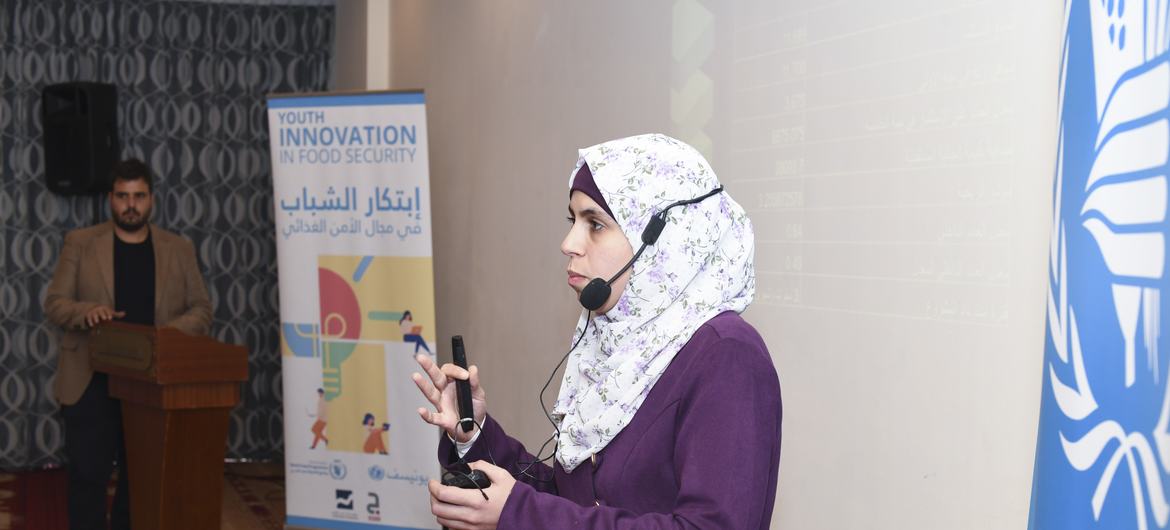 Alaa Thalji, participating in the WFP/UNICEF Youth Innovation Project in Jordan.