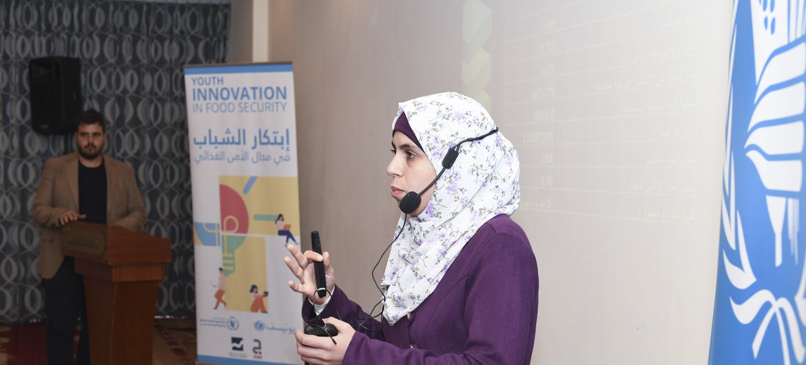 Alaa Thalji, participant in the WFP/UNICEF youth innovation project in Jordan.