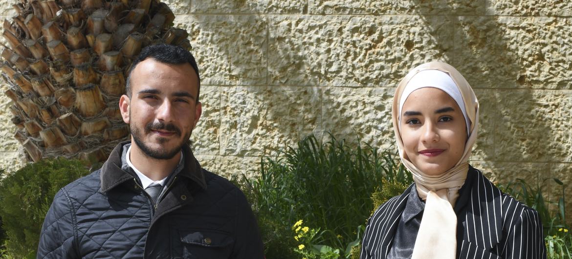 Alaa Al-Hijazeen and Nourhan Al Gharabli, participants in a youth innovation project by UNICEF/ WFP in Jordan.