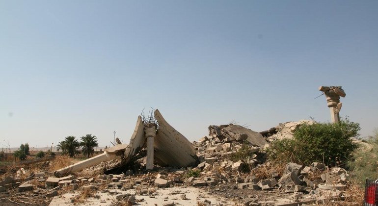 المباني المدمرة في قرية الملقا، محافظة كركوك، العراق