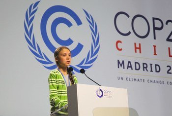 La activista Greta Thunberg se dirige a los líderes mundiales en la COP25