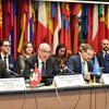 联合国反恐怖主义办公室副秘书长弗拉基米尔·沃龙科夫在维也纳举行的关于外国恐怖主义战斗人员构成的挑战的区域会议上发表讲话。