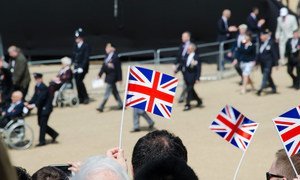 British veterans of past wars parade in the United Kingdom.
