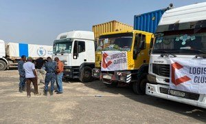 Humanitarian aid being delivered to the Tigray region of Ethiopia by a convoy of 50 trucks .