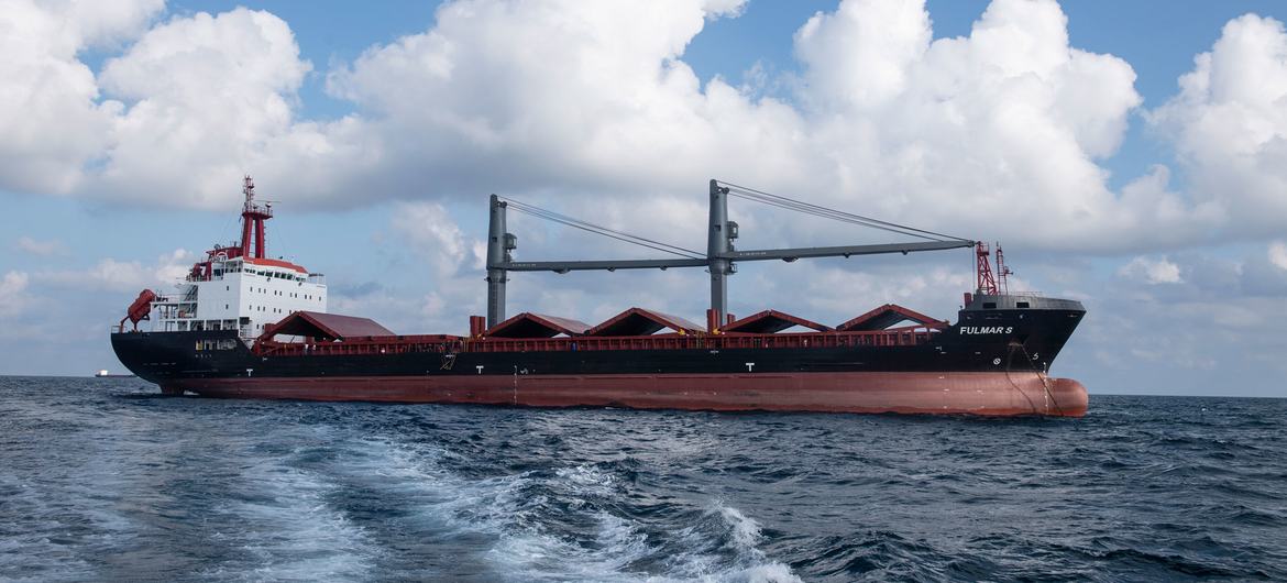 The M/V Fulmar S, the first commercial emtpy grain vessel from Istanbul to Ukraine under the Black Sea Grain Initiative, awaits  JCC authorized movement, pending inspection.