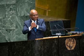Abdulla Shahid, President of the 76th session of the United Nations General Assembly, addresses the closing of the session.