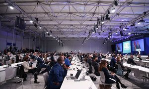 Delegates seated in the main plenary at the COP26 Climate Conference in Glasgow, Scotland.