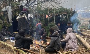 Migrants stranded in harsh conditions on the Belarus-Poland border.