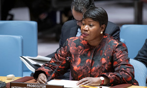 فاتو بنسودا، المدعية العامة للمحكمة الجنائية الدولية، تقدم تقريرها الثلاثين عن الوضع في دارفور خلال جلسة لمجلس الأمن حول السودان وجنوب السودان. 18 ديسمبر 2019