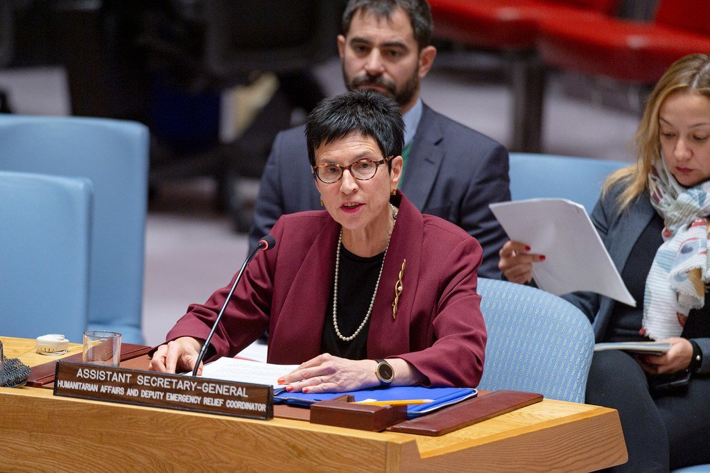  أورسولا مولر، مساعدة الأمين العام للشؤون الإنسانية ونائبة منسق الإغاثة في حالات الطوارئ، خلال إحاطة قدمتها إلى مجلس الأمن بشأن الوضع الإنساني في سوريا 19 ديسمبر/ كانون الأول 2019.