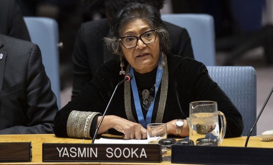 ياسمين سوكا، رئيسة لجنة حقوق الإنسان خلال إحاطتها أمام مجلس الأمن.