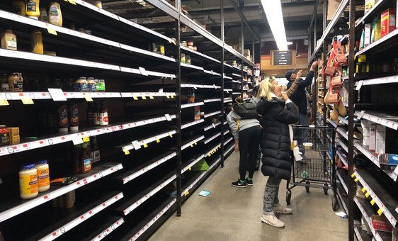 The shelves of many supermarkets in New York City are bare as people prepare to stay at home to avoid the coronavirus.