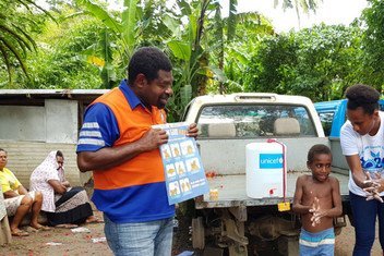 Children on the Pacific Ocean island of Vanuatu are learning, thanks to UNICEF, how to protect themselves against  COVID-19 by proper hand-washing.   