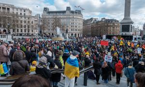包括特拉法尔加广场在内的伦敦许多地方都发生了支持乌克兰的示威活动。