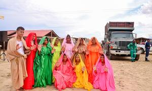 Women from the Wayúu indigenous community in La Guajira, Colombia, work together on the largest recycling project in their region.