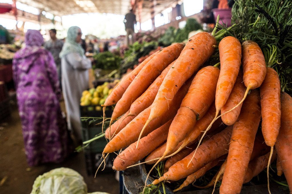 摩洛哥南部城市阿加迪尔的蔬菜市场。