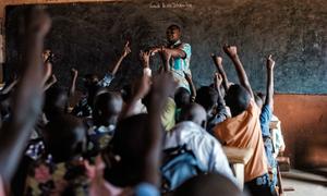 Mr. Basile teaches his students the lesson of tolerance and non-violence at a school in Bangui, Central African Republic...