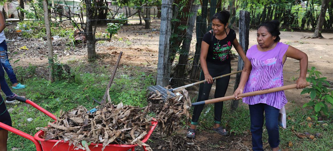 Des femmes de Rio Negro préparent le sol pour la plantation.