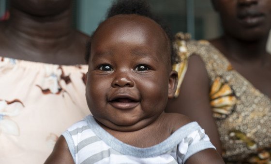 Four-month-old Amin had his polio vaccination in Juba, South Sudan in March.