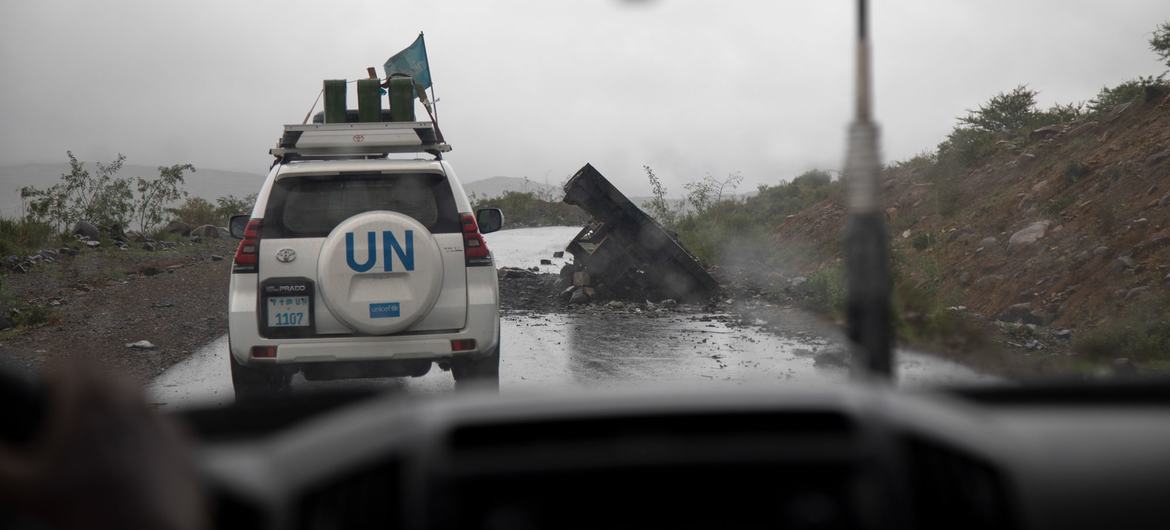 مركبات تابعة للأمم المتحدة في إقليم تيغراي، شمالي إثيوبيا.
