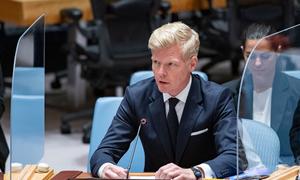 Hans Grundberg, Special Envoy of the Secretary-General for Yemen, briefs the Security Council meeting on the situation in Yemen.