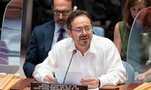Carlos Ruiz Massieu, Special Representative of the Secretary-General and Head of the UN Verification Mission in Colombia, briefs members of the  Security Council.