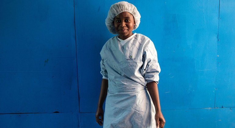 Ruth Kavira Sikwaya, a survivor of the deadly Ebola disease, now works in a childcare centre in the eastern Democratic Republic of the Congo. (August 2019) 