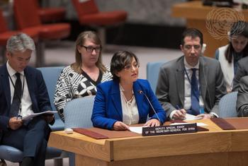 نجاة رشدي، نائبة المبعوث الخاص للأمين العام إلى سوريا، تتحدث أمام مجلس الأمن حول الوضع في سوريا.