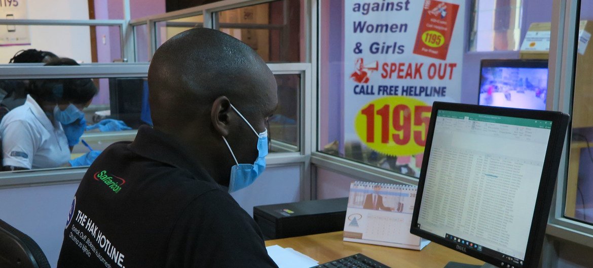 The gender-based violence hotline in Nairobi is staffed 24 hours a day by trained counselors.