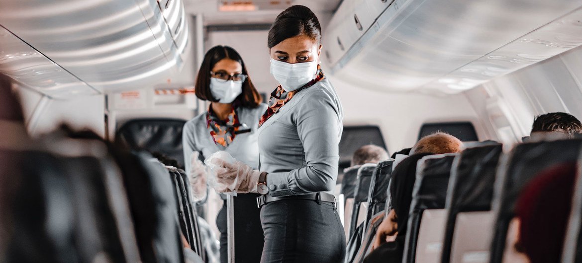 Airplane passenger numbers dropped by 60 per cent in 2020 as a result of the COVID-19 pandemic.