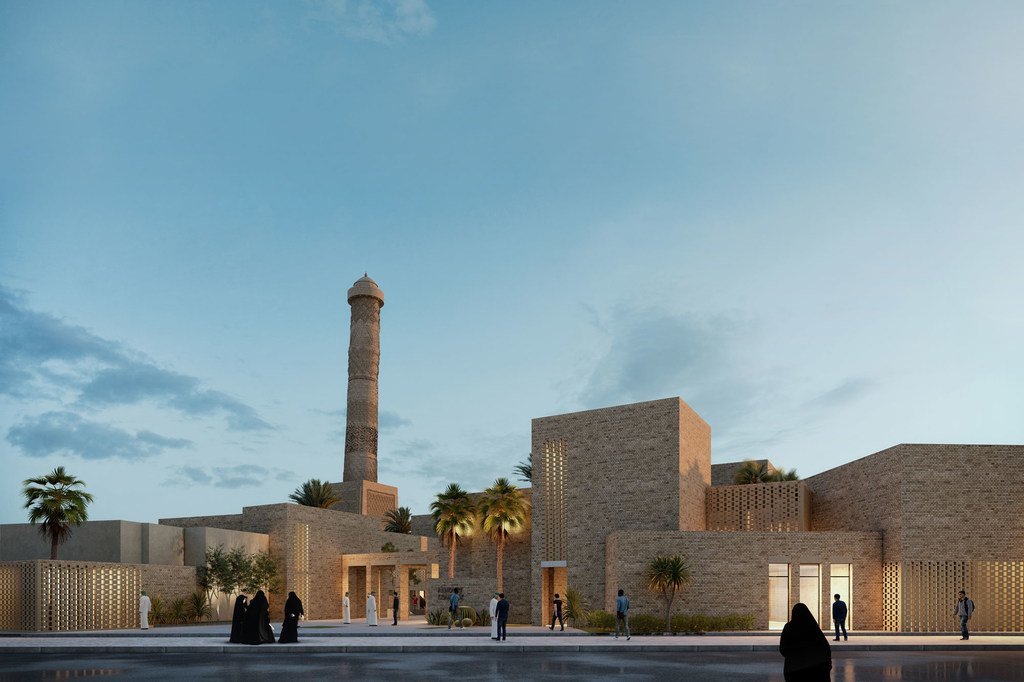 联合国教科文组织宣布重建伊拉克摩苏尔被冲突破坏的努里清真寺建筑群的建筑设计获奖名单。