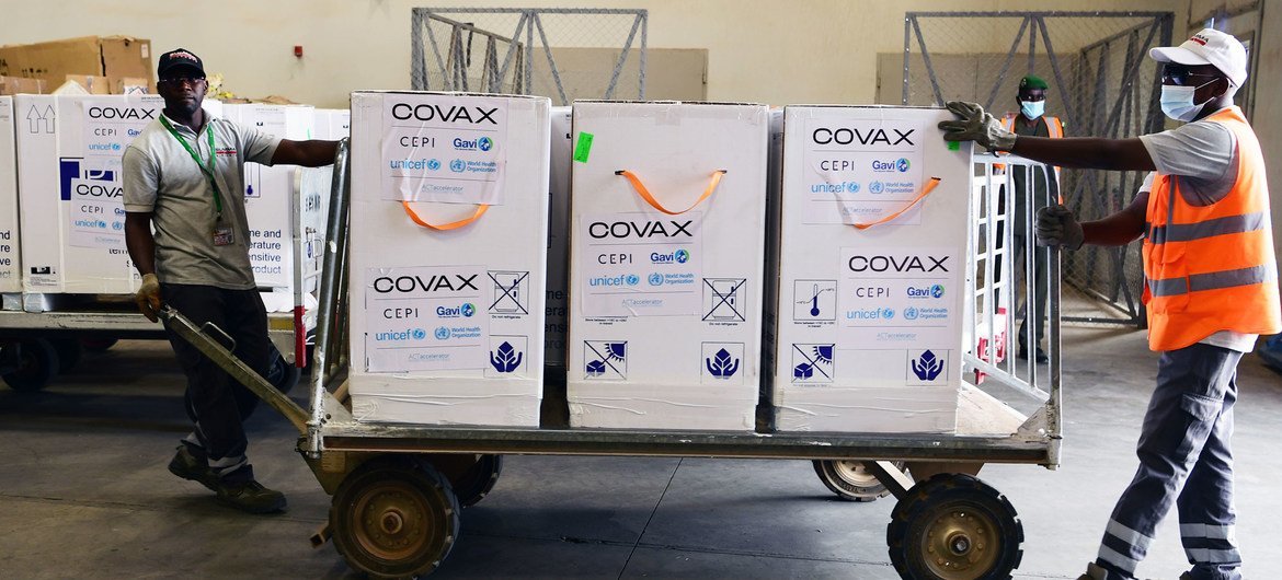 More than 355,000 doses of COVID-19 vaccines shipped by COVAX arrive in Niamey, the capital of Niger. 