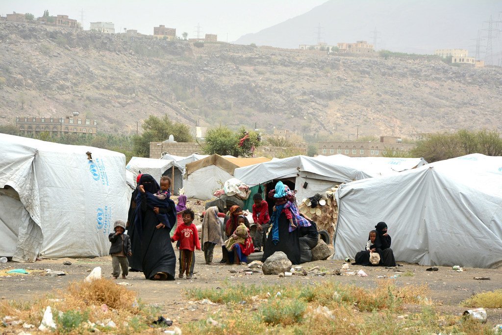أحد مخيمات المشردين داخليا في اليمن.
