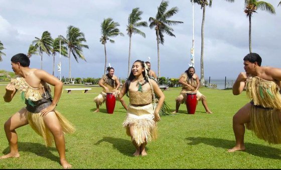 Fijian dancers perform at the virtual concert, 