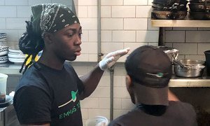 Trainee chefs at Emma’s Torch Restaurant, Brooklyn.