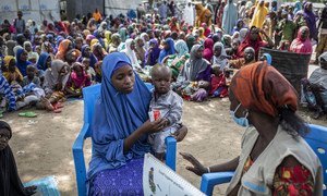 Children are assessed for malnutrition at an IDP camp in Borno State, Nigeria.