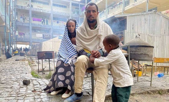 A family from Samre, southwest of Tigray, walked for two days to reach the camp for displaced people in Mekelle.