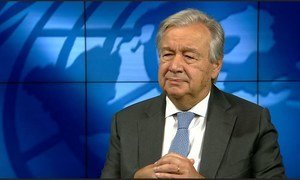 Le Secrétaire général de l'ONU, António Guterres, lors d'un entretien accordé à ONU info à l'ouverture de la 75e Session de l'Assemblée générale