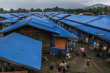 缅甸克钦省的一个境内流离失所者营地。(档案照片)