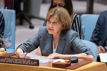 Helen La Lime, Special Representative for Haiti and Head of the UN Integrated Office, briefs Security Council members on the country.